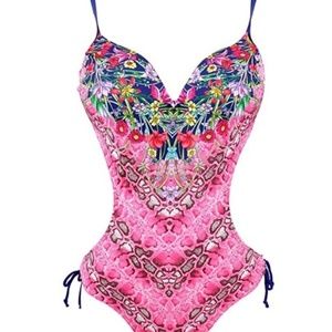 50s Women Retro Floral Swimsuit Pin Up Monokini